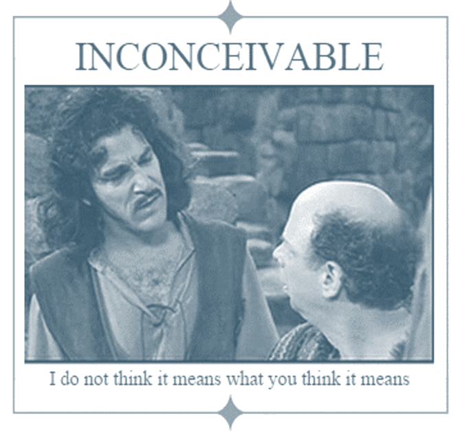Inigo Montoya to Vizzini: I do not think it means what you think it means