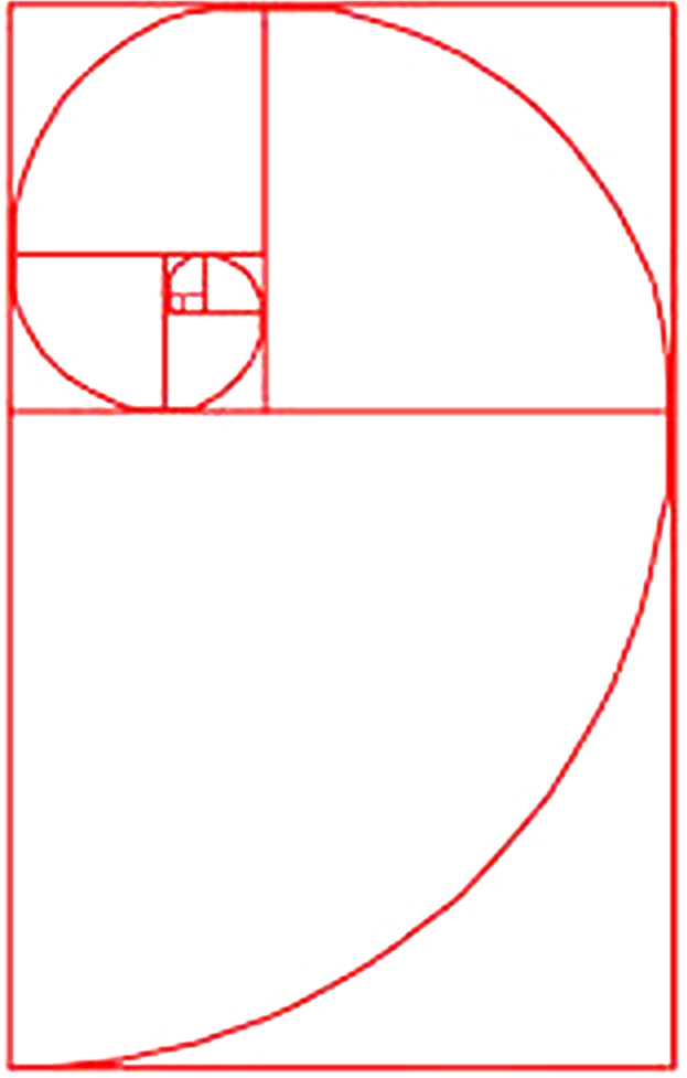 The golden spiral drawn in nested squares